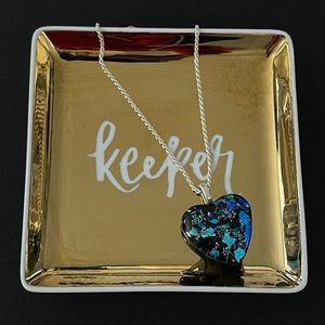 Heart Shaped Fused Dichroic Glass Pendant Green/Blue Hues 💙💚